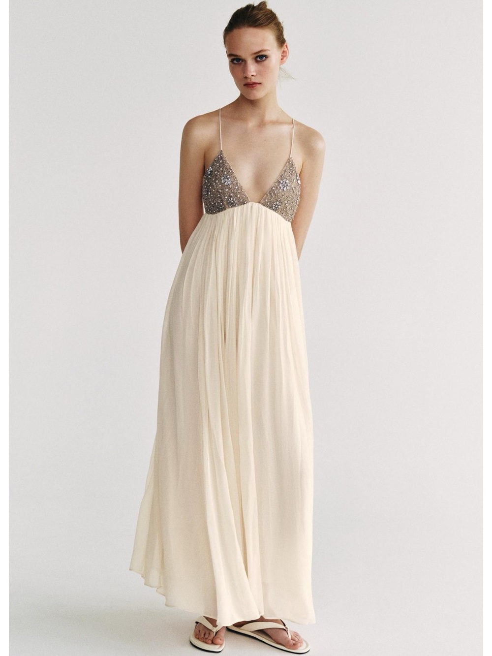 Zara ZW COLLECTION BEADED MIDI DRESS